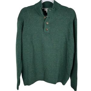 Enzo Mantovani Green 100% Wool Long Sleeve Knit Henley Sweater Men’s Size Large